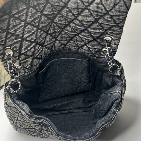 Denim Cotton Quilted Flap Shoulder Crossbody Bag - Picture 6 of 8